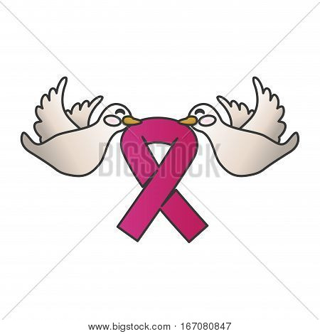 ribbon breast cancer awarenes related icons image vector illustration design
