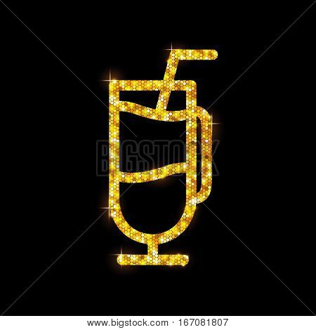 Vector illustration of golden cocktail flat icon design. Irish coffee