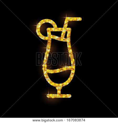 Vector illustration of golden cocktail flat icon design. Pina colada