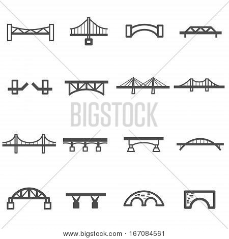 bridge structure ,  line icon set vector
