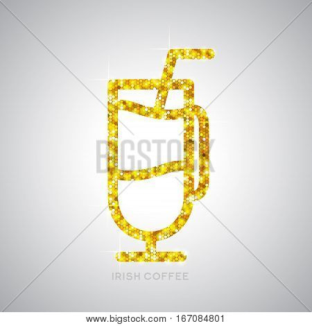 Vector illustration of golden cocktail flat icon design. Irish coffee