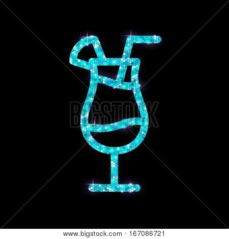 Vector illustration of cocktail flat icon design. Blue hawaii