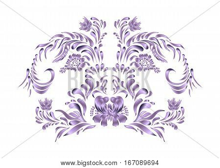 Silver  Floral Ornament Isolated