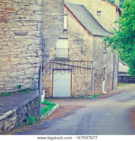 Deserted Street of the French City in Lemousin Instagram Effect