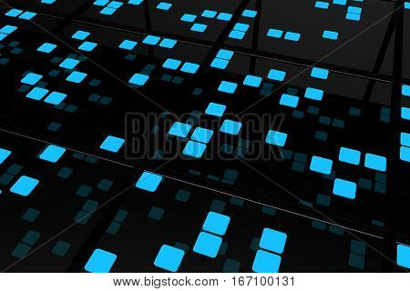 Perspective Surfaces With Random Glowing Tiles