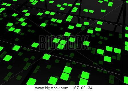 Perspective Surfaces With Random Glowing Tiles