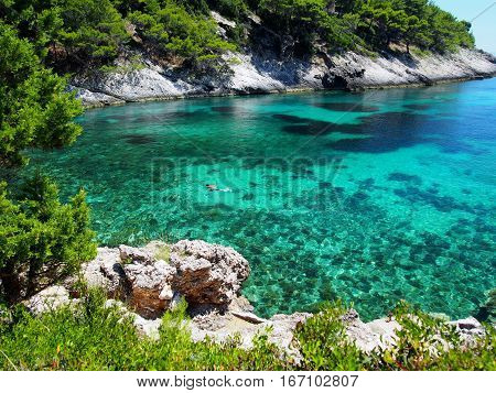 Beautiful view of Adriatic Sea bay in Croatia