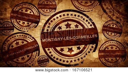 montigny-les-cormeilles, vintage stamp on paper background