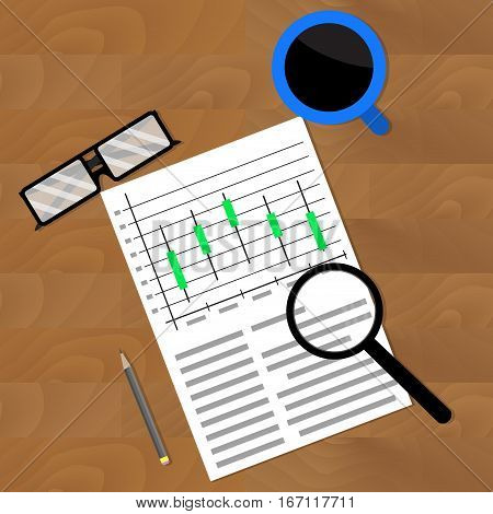 Market analysis vector. Commerce trend stock investment strategy illustration