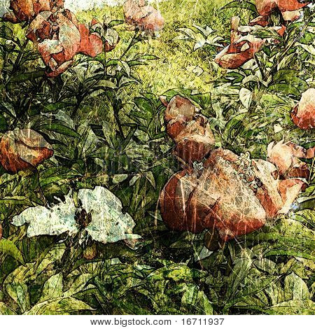 Art grunge floral vintage background texture