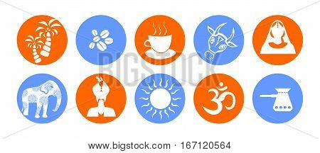 set of icons in the style of a flat design on the theme of india.