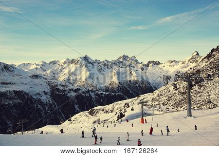Panorama of the Austrian ski resort of Ischgl.