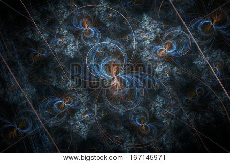 Fractal blue brown circle on black background