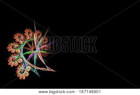 Orange and blue fractal on black background