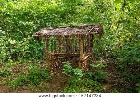 Typical house of vedda people living in Sri Lanka