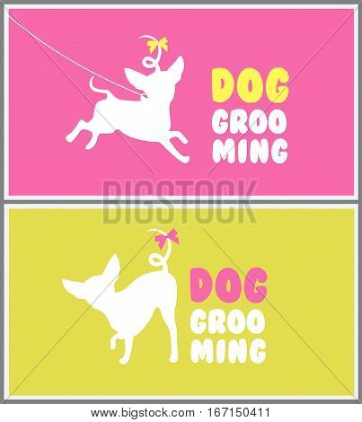 Logo for dog hair salon. Dog beauty salon. Pet grooming salon. Vector dog silhouette
