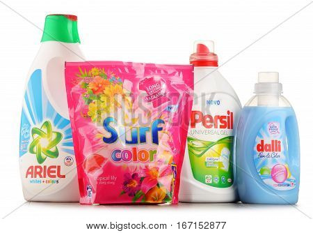 POZNAN POLAND - JAN 20 2017: Although global soap and detergent industry includes about 700 companies it remains highly concentrated with the top 50 companies holding almost 90 percent of the market