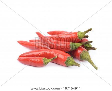 Pile of red italian peppers isolated over the white background