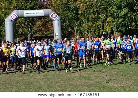 Verneuil sur Seine France - october 22 2016 : the second Championship of nordic walking of France