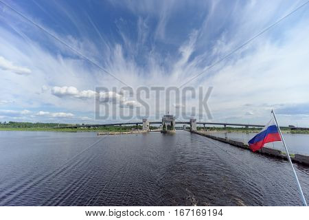 Gorodets, Russia. - June 2.2016. View Of The Gateway Gorodetsky To The Volga River.