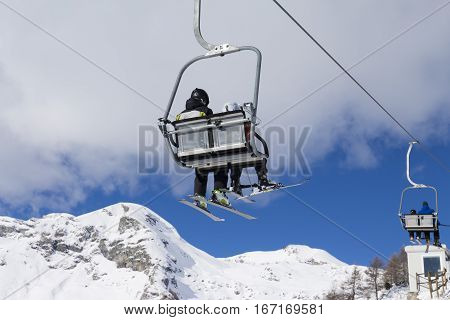 Ski Resort With Track And Ski Lift