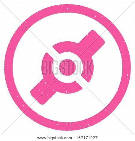 Artificial Joint grainy textured icon inside circle for overlay watermark stamps. Flat symbol with dirty texture.