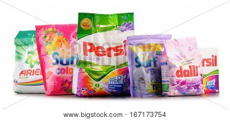 POZNAN POLAND - JAN 20 2017: Although global soap and detergent industry includes about 700 companies it remains highly concentrated with the top 50 companies holding almost 90 percent of the market