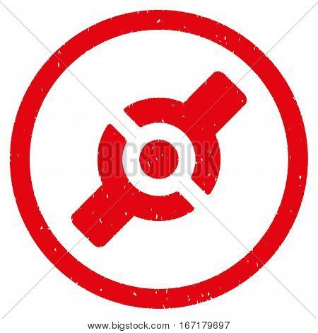 Artificial Joint grainy textured icon inside circle for overlay watermark stamps. Flat symbol with dust texture.