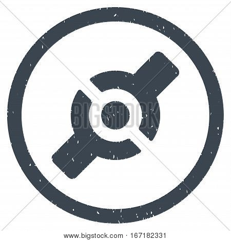 Artificial Joint grainy textured icon inside circle for overlay watermark stamps. Flat symbol with dust texture.