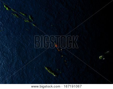 Vanuatu In Red From Space At Night