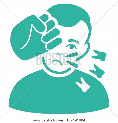 Head Strike vector icon. Flat cyan symbol. Pictogram is isolated on a white background. Designed for web and software interfaces.