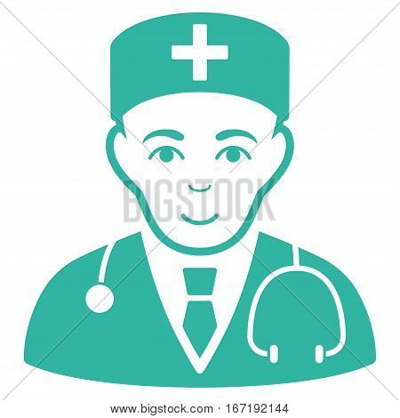 Physician vector icon. Flat cyan symbol. Pictogram is isolated on a white background. Designed for web and software interfaces.
