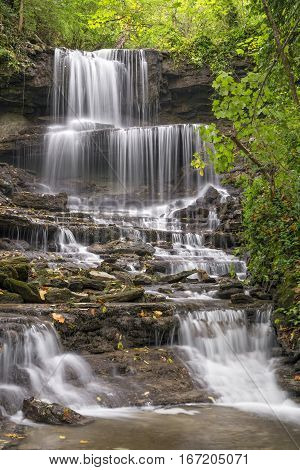 Whitewater splashes over the West Milton Cascades in Miami County Ohio.