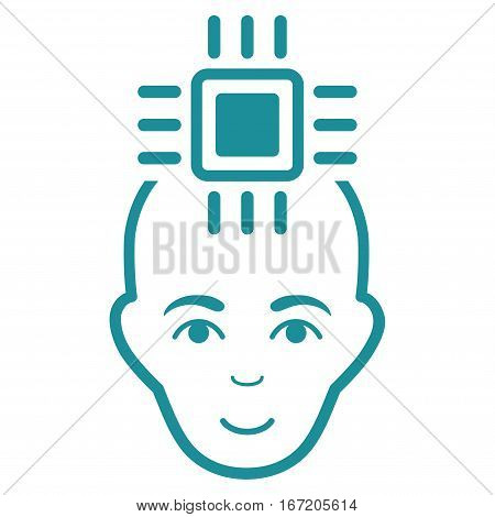 Neural Computer Interface vector icon. Flat soft blue symbol. Pictogram is isolated on a white background. Designed for web and software interfaces.