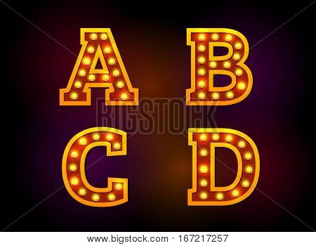 light font alphabet text theater cinema sign vector