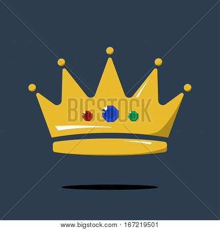 Vector shape of crown with gems icon for web design. Stock illustration