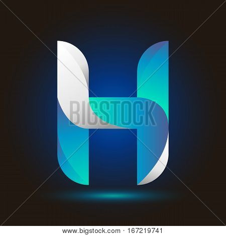 Letter H icon and logo template.  New design typographic. twisted blue and white line