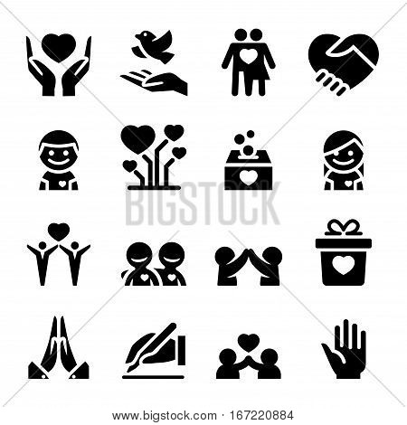 Donation & Charity icons set Vector illustration graphic design