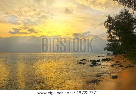 colorful sunset on Phu Quock island Vietnam