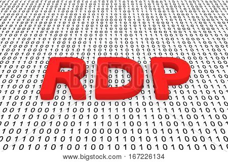 rdp in the form of binary code, 3D illustration
