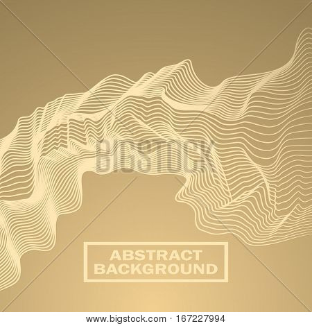 Abstract lined gold wave background. Vector illustration