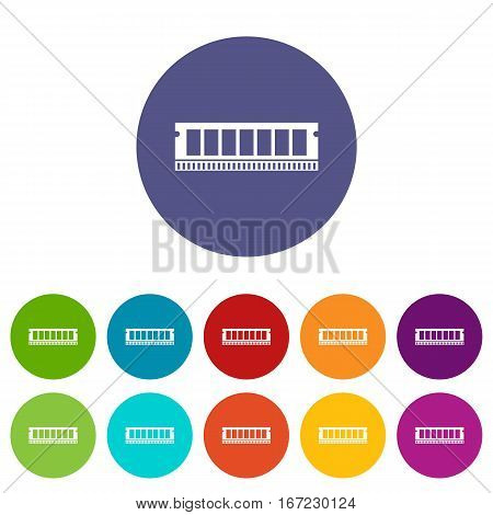 DVD RAM module for the personal computer set icons in different colors isolated on white background
