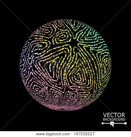 Luxury Sphere With Swirled Stripes. Vector Glowing Composition