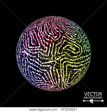 Sphere Background With Shiny Glitters. Vector Glowing Composition