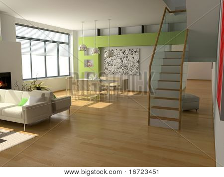 modernes Design (Privatwohnung 3D-Rendering)