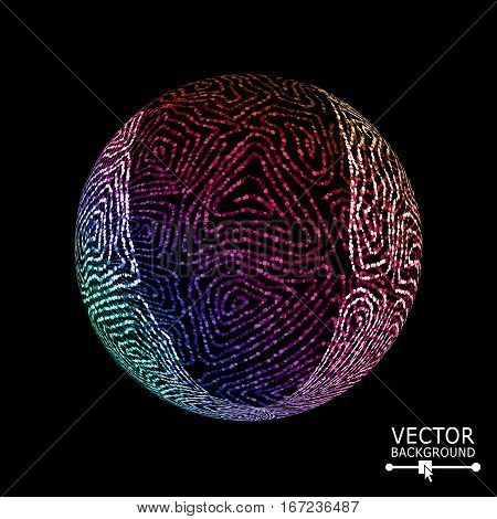 Luxury Sphere With Swirled Stripes. Vector Glowing Composition