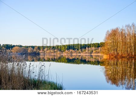 Spring Through The Looking Glass At Svisloch River In Minsk.