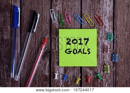 Tolls With Notes 2017 GOALS Conceptual On Wooden Background