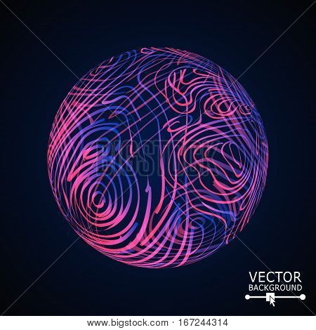 Sphere Background With Shiny Glitters. Vector Glowing Composition