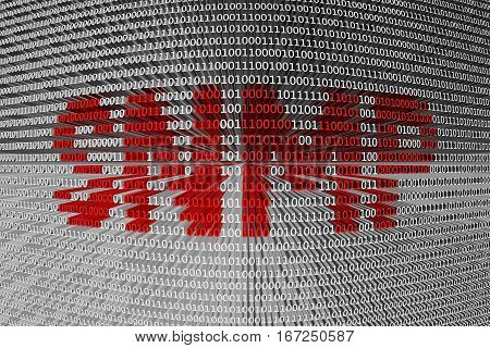 SNMP in the form of binary code, 3D illustration